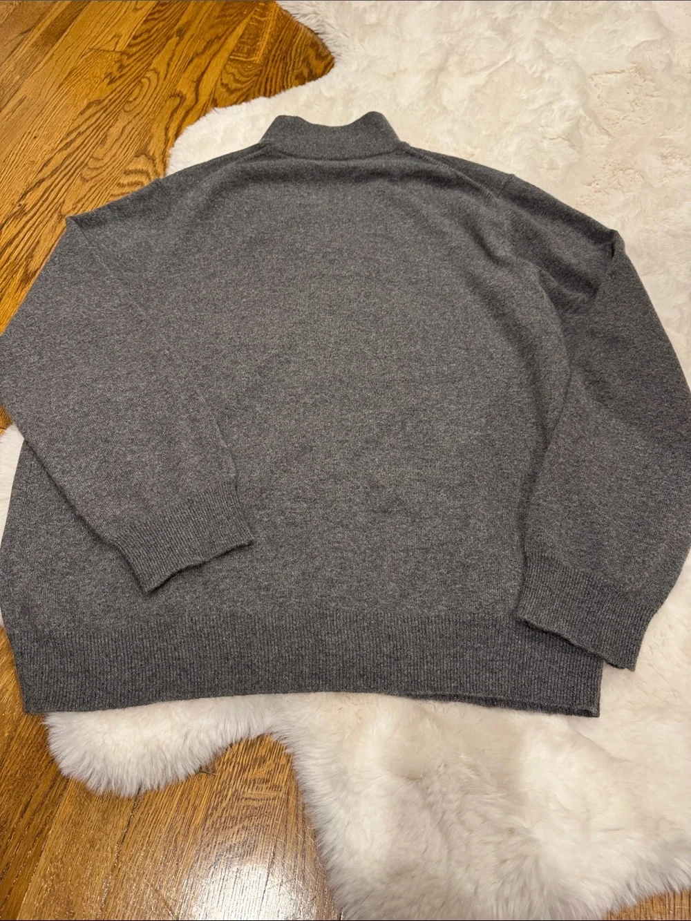 Black Brown 1826 Men's Gray Cashmere Half-Zip Sweater with Black Collar